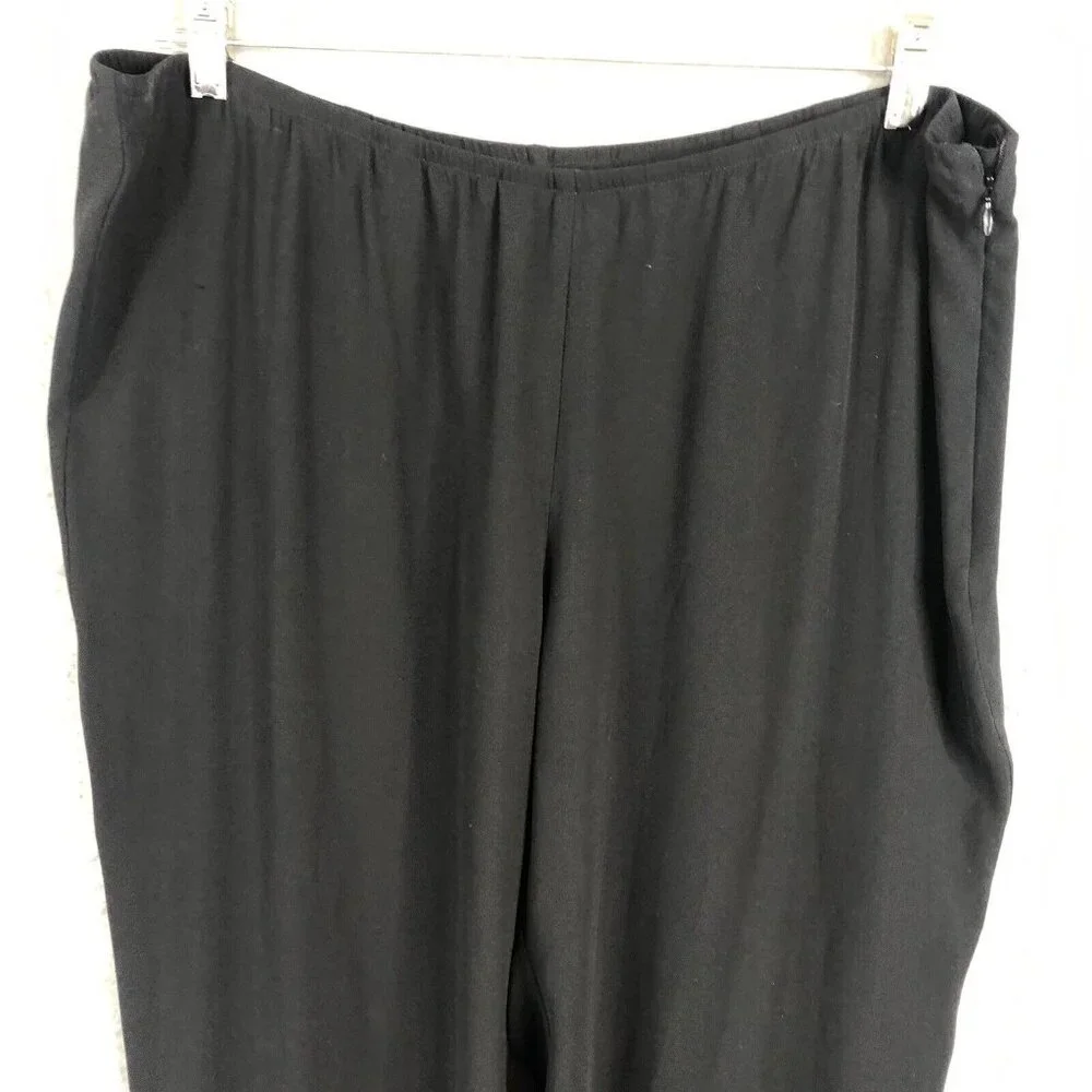 Eileen Fisher Silk Pants Womens Extra Large Black Georgette Crepe Career NEW - Picture 2 of 16